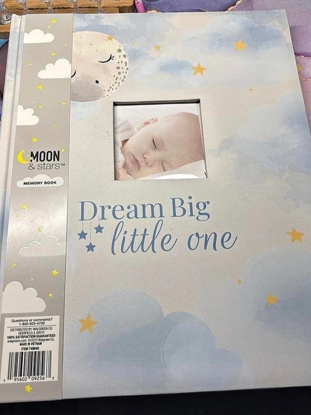 Moon & Stars Dream Big Little One Memory Book Blue & White